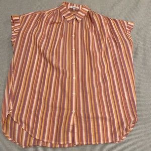 Madewell Oversized Striped Short-Sleeve Blouse Button Down Size S